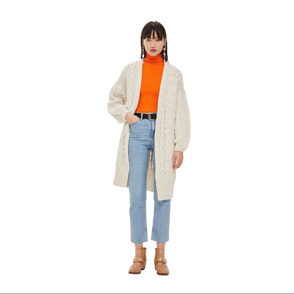 NWT Topshop Cable Knit Longline Cardigan Nordstrom